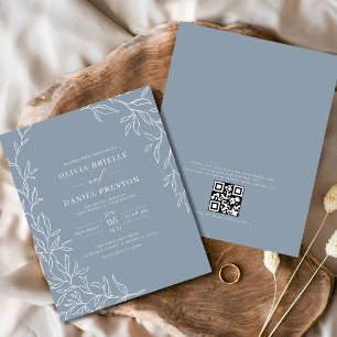 Flyer Código QR de Orçamento Convocação de Casamento Azu
