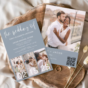 Flyer Código QR de Orçamento Convocação de Casamento Azu