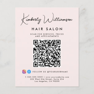 Flyer Código QR de Roteiro de Assinatura de Nome de Negó