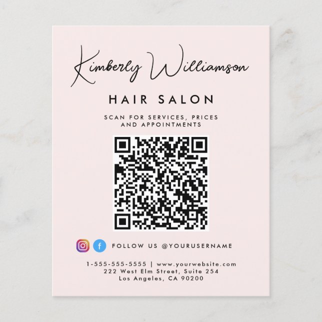 Flyer Código QR de Roteiro de Assinatura de Nome de Negó (Frente)