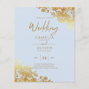 Flyer Código QR do Convite de casamento DOURADO LACE All