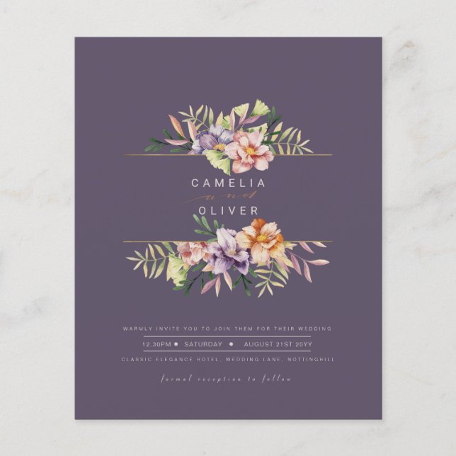 Flyer Código QR do Convite de casamento Floral de Pêsseg (Frente)