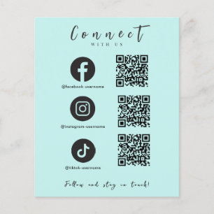 Flyer Código QR do Instagram Tiktok no Facebook Azul Cla