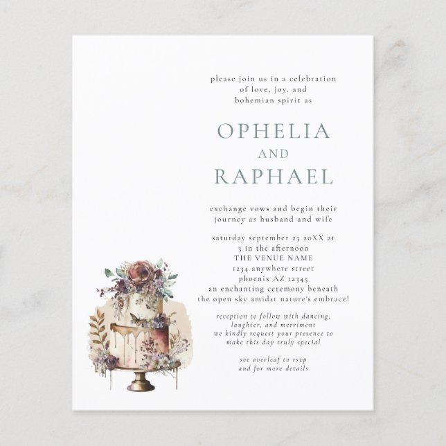 Flyer Código QR do PAPEL Casamento Boêmian Bake Blue Inv (Frente)