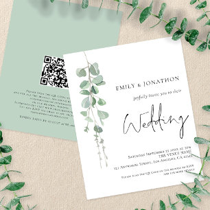 Flyer Código QR do PAPEL Convite para Casamento Eucalypt
