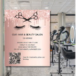 Flyer Código QR do salão de beleza capilar rosa dourado<br><div class="desc">Um fundo rosa de gradiente dourado, com gotas de brilho, tesouras pretas e lascas. Na frente: O texto: Lista de preços. Personalize e adicione seu nome e endereço. Crie o seu próprio código QR adicionando a sua URL ao seu Web site ou à sua conta de redes sociais. Voltar: seu...</div>