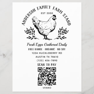 Flyer Código QR do Stand de Produtos da Fazenda da Famíl