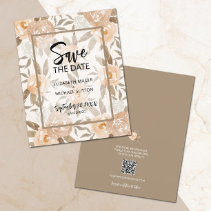 Flyer Código QR Floral de Orçamento Casamento Salvar a D