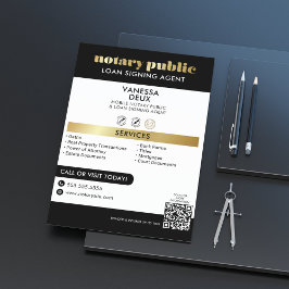 Flyer Código QR notarial Dourado e preto elegante profis