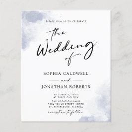Flyer Código QR Orçamento Azul Poeira Aquarela Casamento
