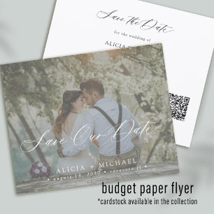 Flyer CÓDIGO QR orçamento elegante foto casamento salvar