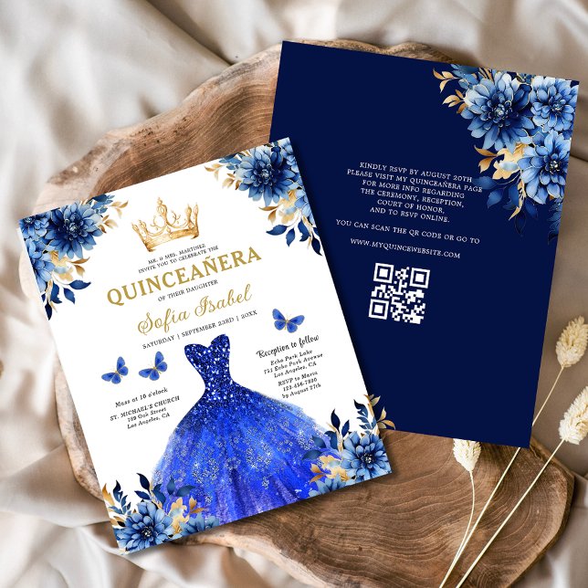 Flyer Código QR Orçamento Quinceanera Royal Princesa Azu (Criador carregado)