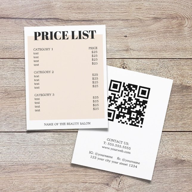 Flyer Código QR Salão Minimalista Branco Pastel em Negri (Criador carregado)