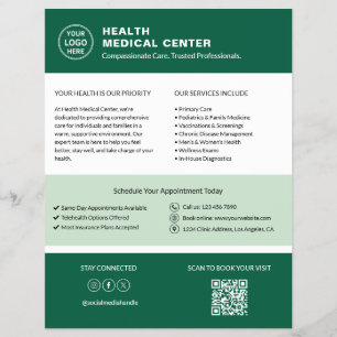 Flyer Código QR Verde com Logotipo Personalizado para Cl