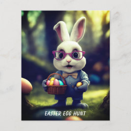 Flyer Coelhinho Enrolado Bonito E Cesto De Ovos De Pásco