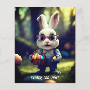 Flyer Coelhinho Enrolado Bonito E Cesto De Ovos De Pásco