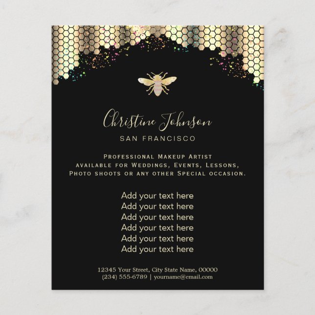 Flyer cola de mel de joia pastel em preto (Frente)