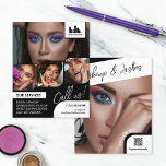 Flyer Colagem de Foto Retro Logo QR Maquiagem Promociona<br><div class="desc">Folheto frente e verso para um artista de maquiagem, unha, cabeleireiro ou profissão similar onde você precisa mostrar seu trabalho em uma colagem de fotos retrô com fundos preto e branco e texto. Personalize com seu logotipo e no verso uma foto adicional e seu código QR com seu identificador de...</div>