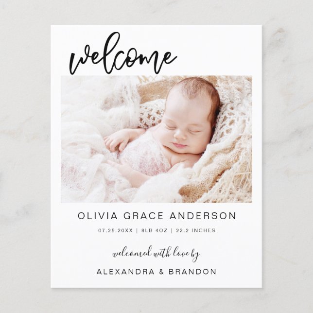 Flyer Colagem de Foto Simples de Anúncio de Bebê (Frente)