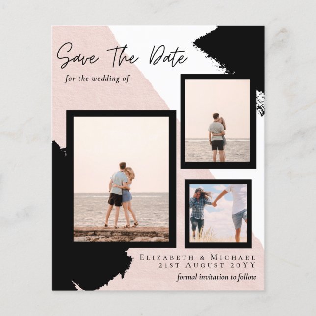 Flyer Colagem de Fotografias BUDGET Guardar Data Abstrat (Frente)