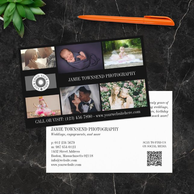 Flyer Colagem de Logotipo Preto Fotógrafo Profissional Q (Criador carregado)