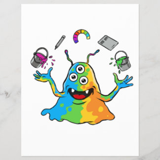 Flyer Colorful Jelly Alien Juggling Cute Art Monster Whi