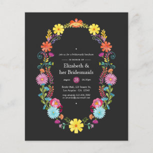 Flyer Colorida Floral Fiesta Bridesmaids Luncheon Invite