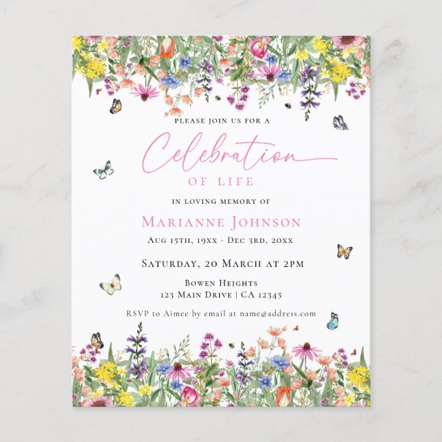 Flyer Comemoração moderna do orçamento da vida Floral Me (Frente)