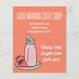 Flyer Compro retrógrado cor-de-rosa de café giro