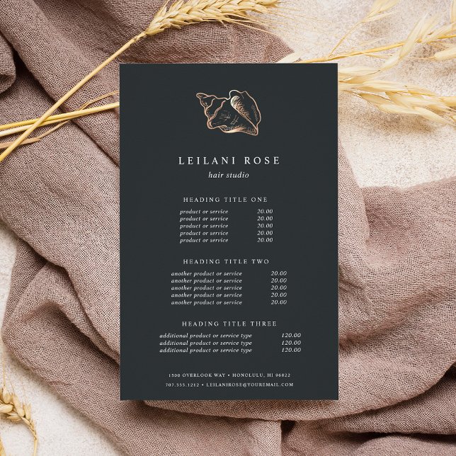 Flyer Concha de Caramujo de Cobre Elegante | Preços e Se (Criador carregado)