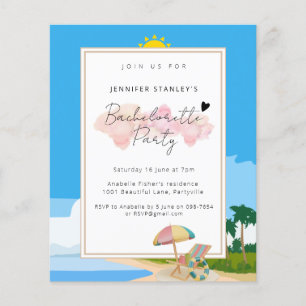 Flyer Concurso de orçamento, partido Beach Bachelorette 