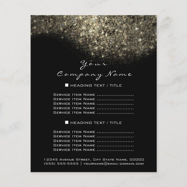 Flyer Confetti Mínimo Conceito Dourado Glitter Preto (Frente)