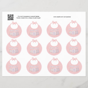 Flyer Conjunto de 12 Bebê Menina Rosa Bib Gift ou etique