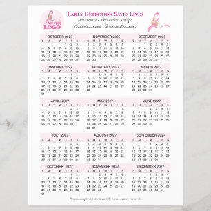 Flyer Conscientização do Câncer de Mama Calendário de 15