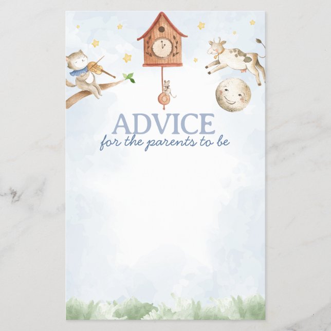 Flyer Conselhos De Chá de fraldas Rhyme Para Pais (Frente)