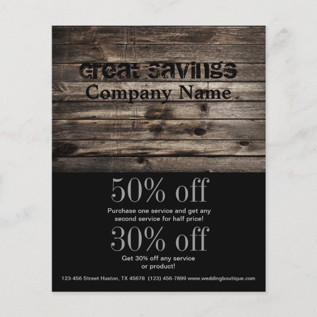 Flyer construção de marceneiro grão de madeira vintage (Frente)