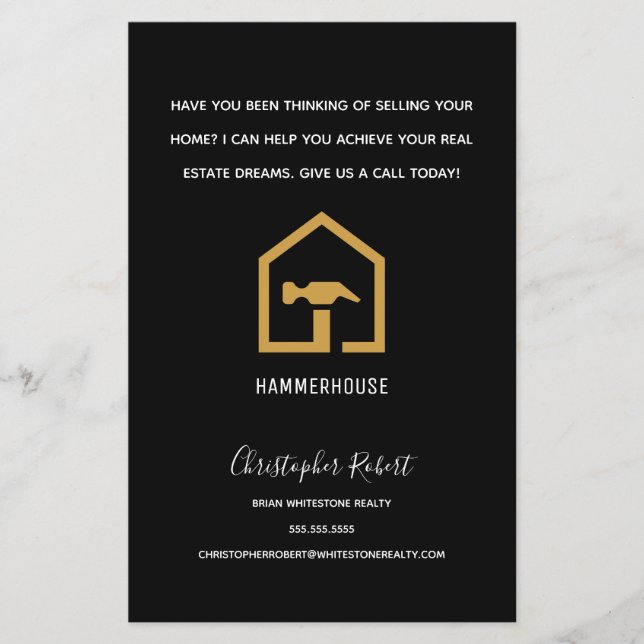 Flyer Construção de Ouro e preto moderno (Frente)