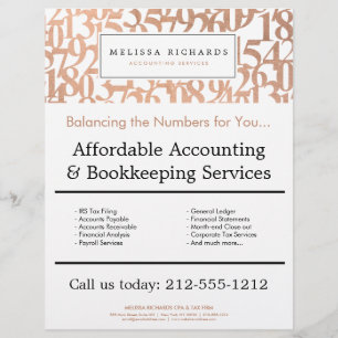 Flyer Contador de Números Dourados de Rosa profissional