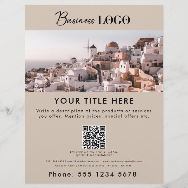 Flyer Contato de Código QR de Foto e Texto do Promociona (Frente)