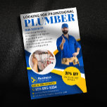 Flyer Contratado de Canalização de Canalizador Profissio<br><div class="desc">Este design de folheto profissional e engajador é perfeito para os canalizadores que querem atrair novos clientes e exibir seus serviços. Apresentando uma imagem amigável, informações claras e concisas e uma oferta atraente de 30% de desconto, este folheto destaca efetivamente o valor que você oferece. As cores ousadas e o...</div>