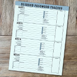 Flyer Controlador de Senha Básico com Nome de Usuário e<br><div class="desc">Um design excelente para organizar suas senhas. Este design inclui uma área para adicionar seu nome no topo. Outras áreas incluíam informações básicas de senha para nome de usuário e senha. Você pode mudar o bar de cor no topo.</div>