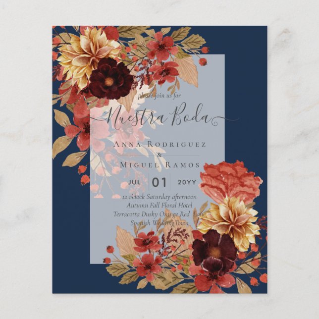 Flyer Convidações de Boda, Orçamento Caseiro Espanhol Qu (Frente)