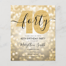 Flyer Convidado do Elegante Moderno Dourado aniversário
