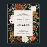 Flyer Convidado para detalhes do casamento floral branco<br><div class="desc">Convite de casamento floral de cor d'água rústica do orçamento e cartão de detalhes. Com belas ferrugem,  terracotta,  rosa-pincel,  preto,  creme natural e erva-pampas verde-sage,  eucalipto aquarela. Este convite de casamento moderno certamente define o estilo para o seu grande dia.</div>