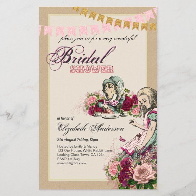 Flyer Convidado para o Chá de panela de Alice no País da (Frente)