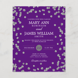 Flyer Convidado Roxo de Silver de Casamento de Orçamento