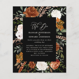 Flyer Convidar detalhes do casamento botânico preto no o