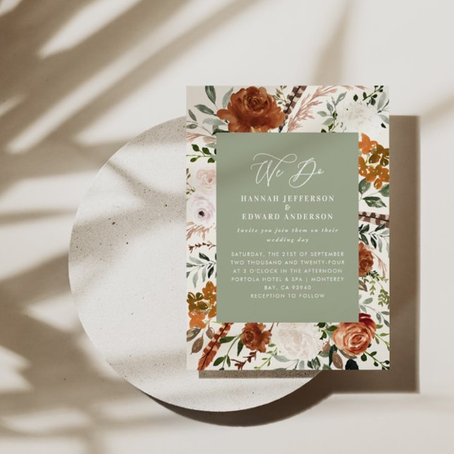 Flyer Convidar detalhes do casamento botânico verde do s (Criador carregado)