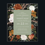 Flyer Convidar detalhes do casamento floral verde do sáb<br><div class="desc">Convite de casamento floral de cor d'água rústica do orçamento e cartão de detalhes. Com belas ferrugem,  terracota,  cor-de-rosa pincelada,  preta e verde-sábio,  os detalhes da aquarela de eucalipto. Este convite de casamento moderno certamente define o estilo para o seu grande dia.</div>