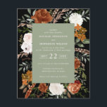 Flyer Convidar detalhes do casamento floral verde do sáb<br><div class="desc">Convite de casamento floral de cor d'água rústica do orçamento e cartão de detalhes. Com belas ferrugem, terracota, cor-de-rosa pincelada, preta e verde-sábio, os detalhes da aquarela de eucalipto. Este convite de casamento moderno certamente define o estilo para o seu grande dia.</div>